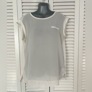 Women's Cream Sheer Cap-Sleeve Blouse